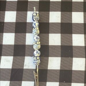 Blue and White Owl roach clip